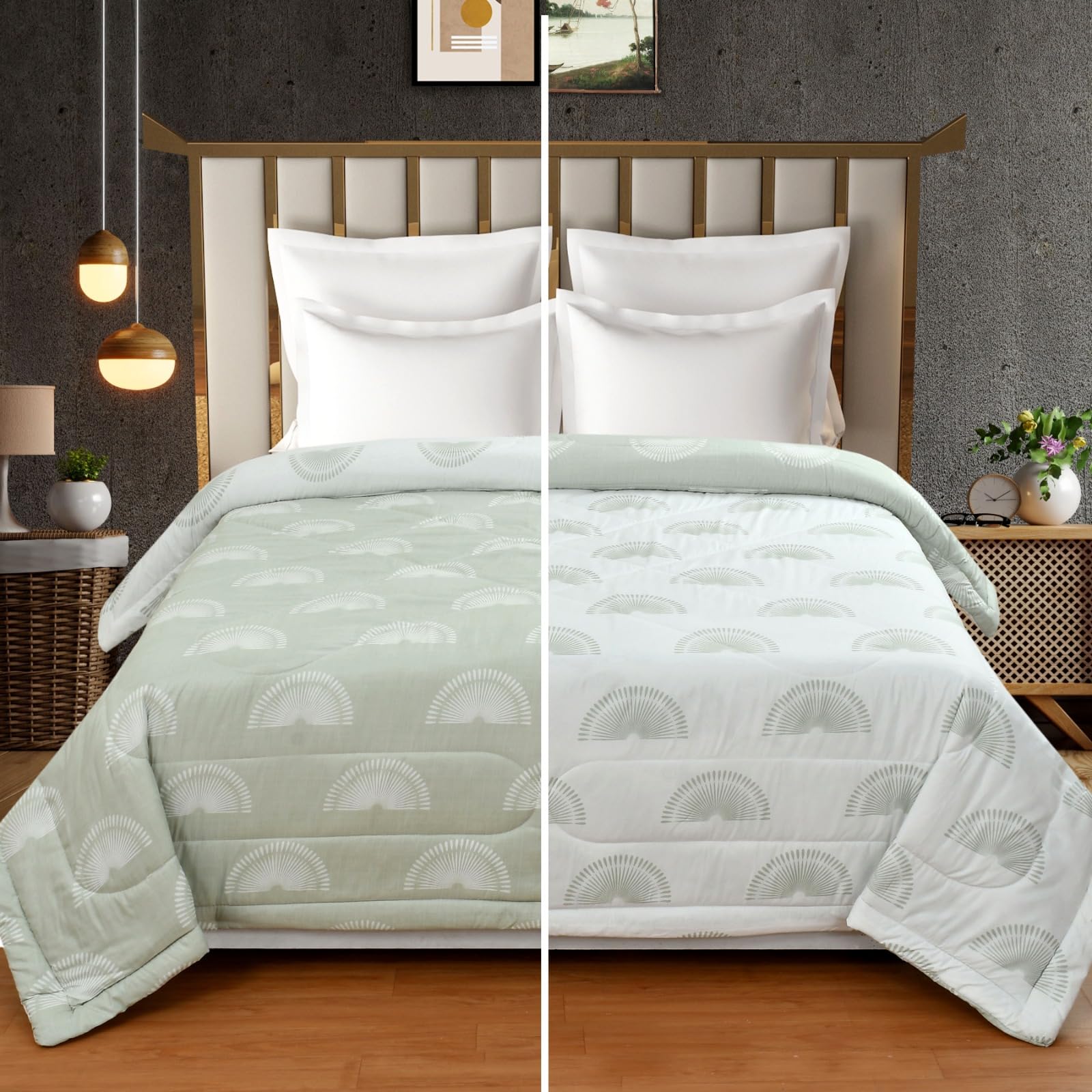 Kaarigiri Comforter Double Bed | 220 Gsm | Quilt Ac Blanket For Double Size Bed | Reversible Super Soft Microfiber Blanket | 90X