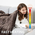 Tefici Electric Heated Blanket Throw, Super Cozy Soft 2-Layer Flannel 50'' X 60'' Heated Throw With 3 Heating Levels & 4 Hours A