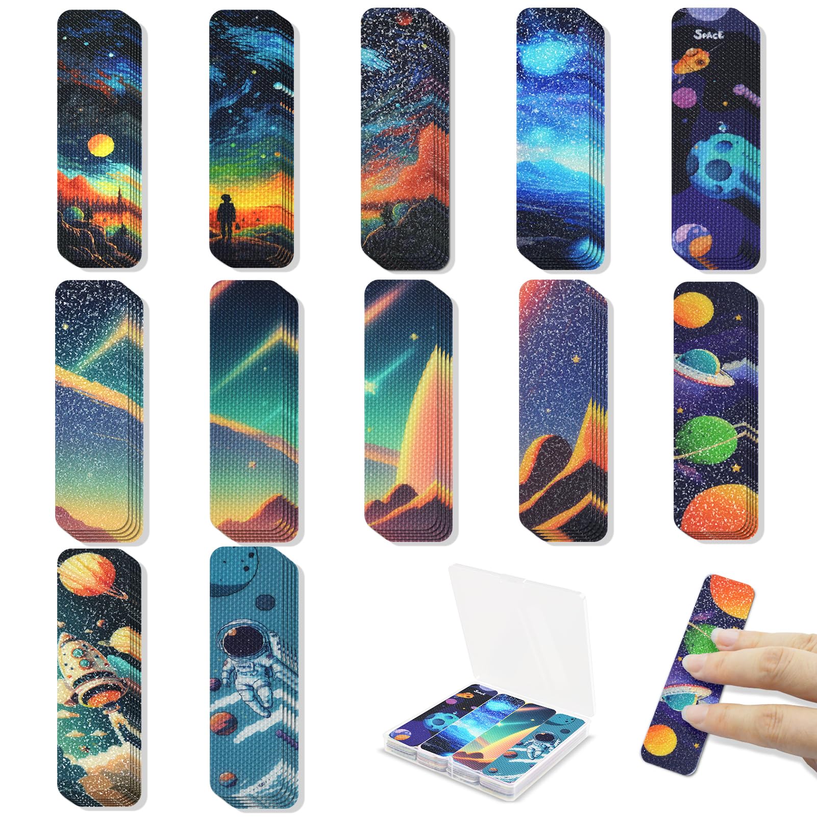 48 Pieces Anxiety Sensory Stickers With Storage Box - Sensory Strips 2 Textured Surface Adhesives Fidget Strips For Office & Cla