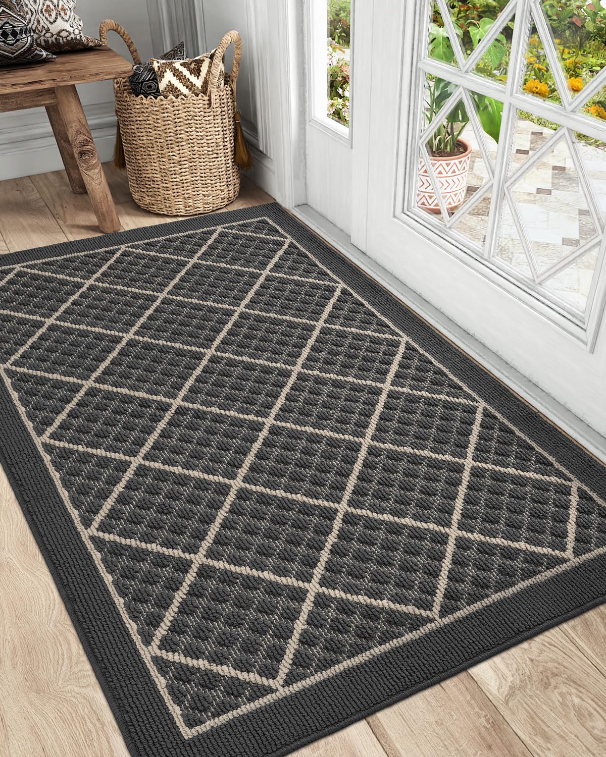Dexi Front Door Mat 48X72, Non Slip Absorbent Entryway Doormat, Low Profile Thin Washable Entry Mats For Inside Home Entrance, G