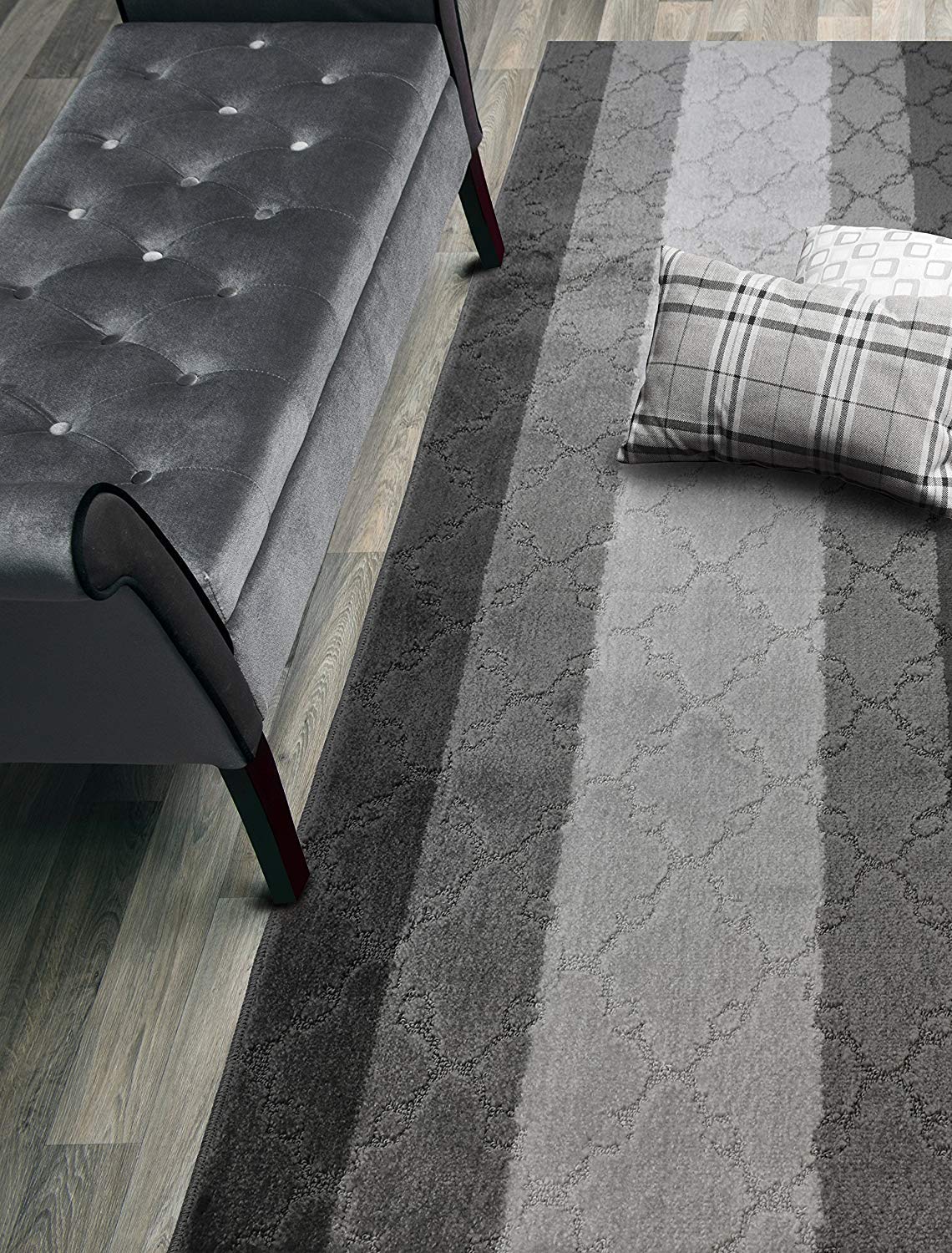 ORFA HOME Custom Size Hallway Runner Rug, Slip Resistant, 26 Inch Wide X Your Choice of Length, Trellis Anthracite, 26 Inch X 10