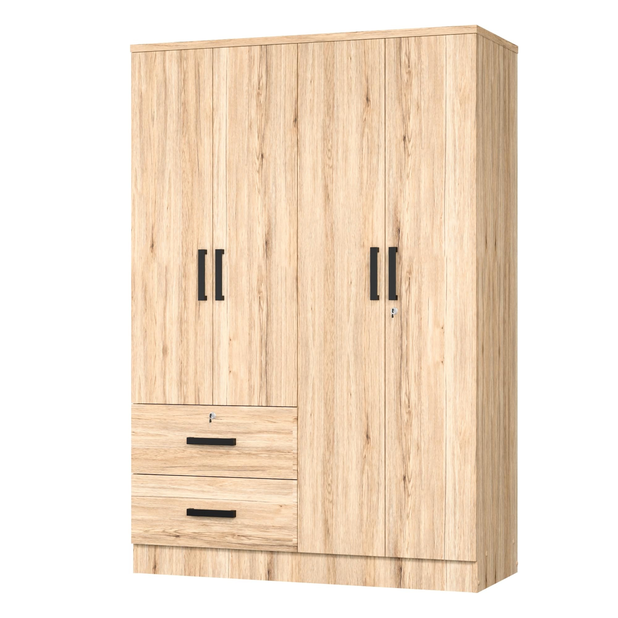 Woodpeckers Furniture And Mattress 4 Doors Wardrobe 2 Drawers with Shelves 72&quot; high (Grey)