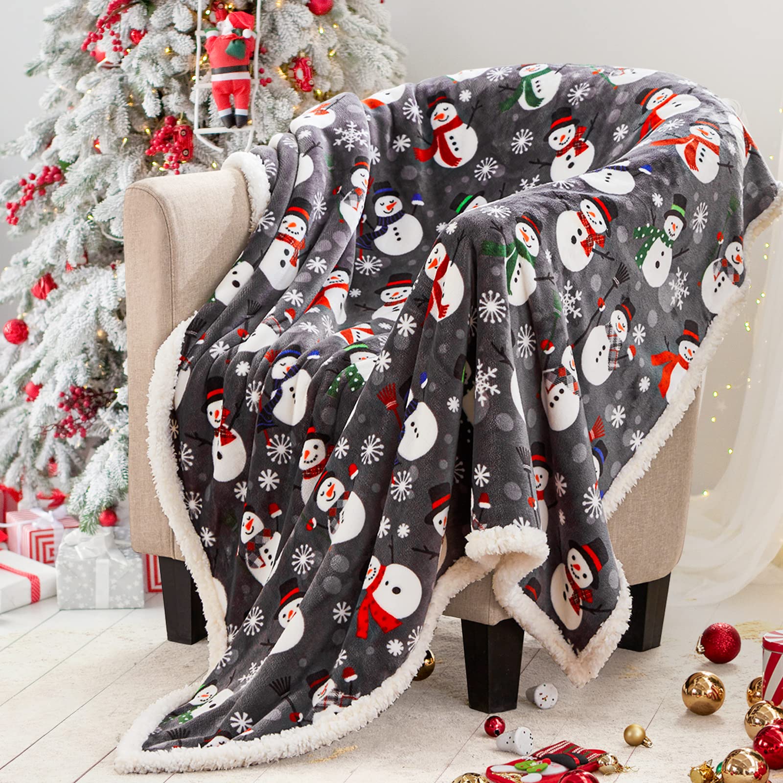 Touchat Sherpa Christmas Throw Blanket, Fuzzy Fluffy Soft Cozy Blanket, Fleece Flannel Plush Microfiber Blanket For Couch Bed So