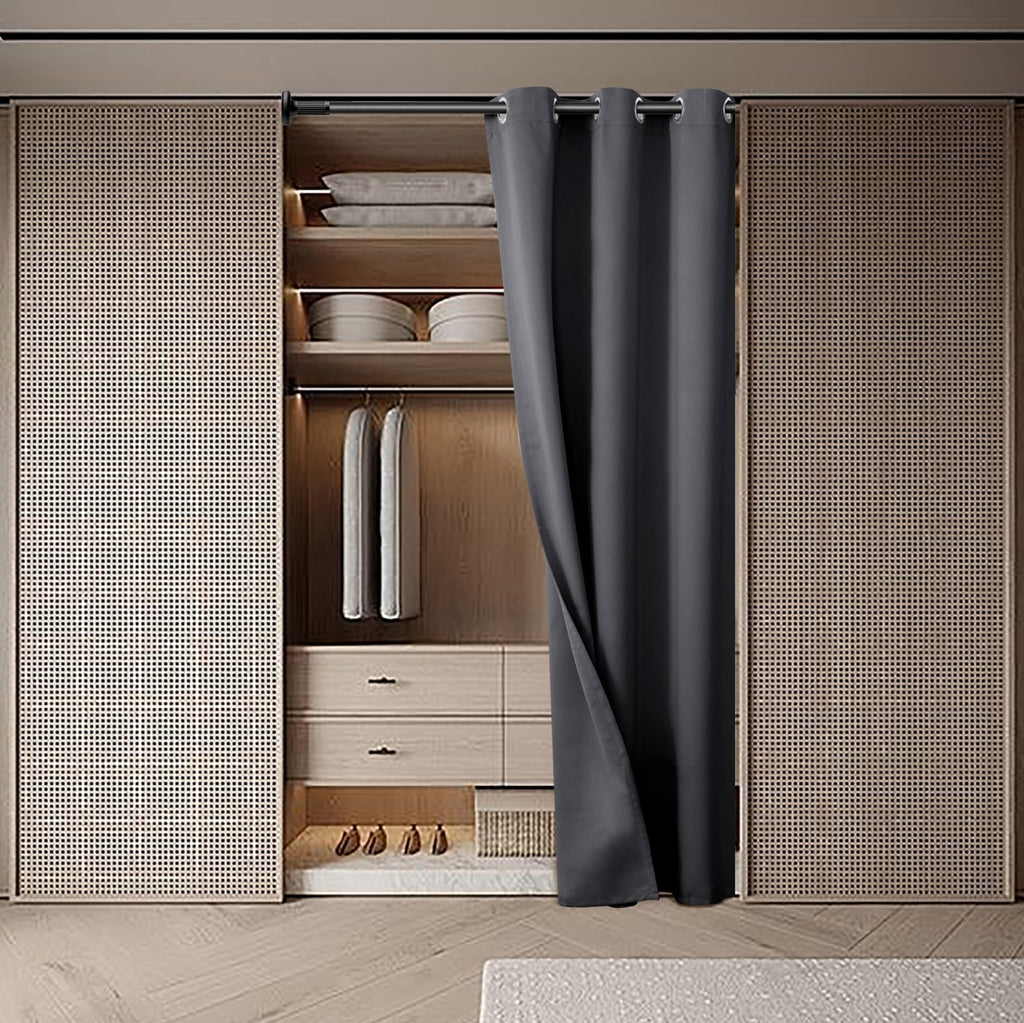 Bgment Dark Grey Door Curtain 80 Inch Length For Doorway, Bedroom Closet Curtain, Privacy Thermal Insulated Blackout Grommet Room Divider For Room Separation, 1 Panel, 42 Inch Wide