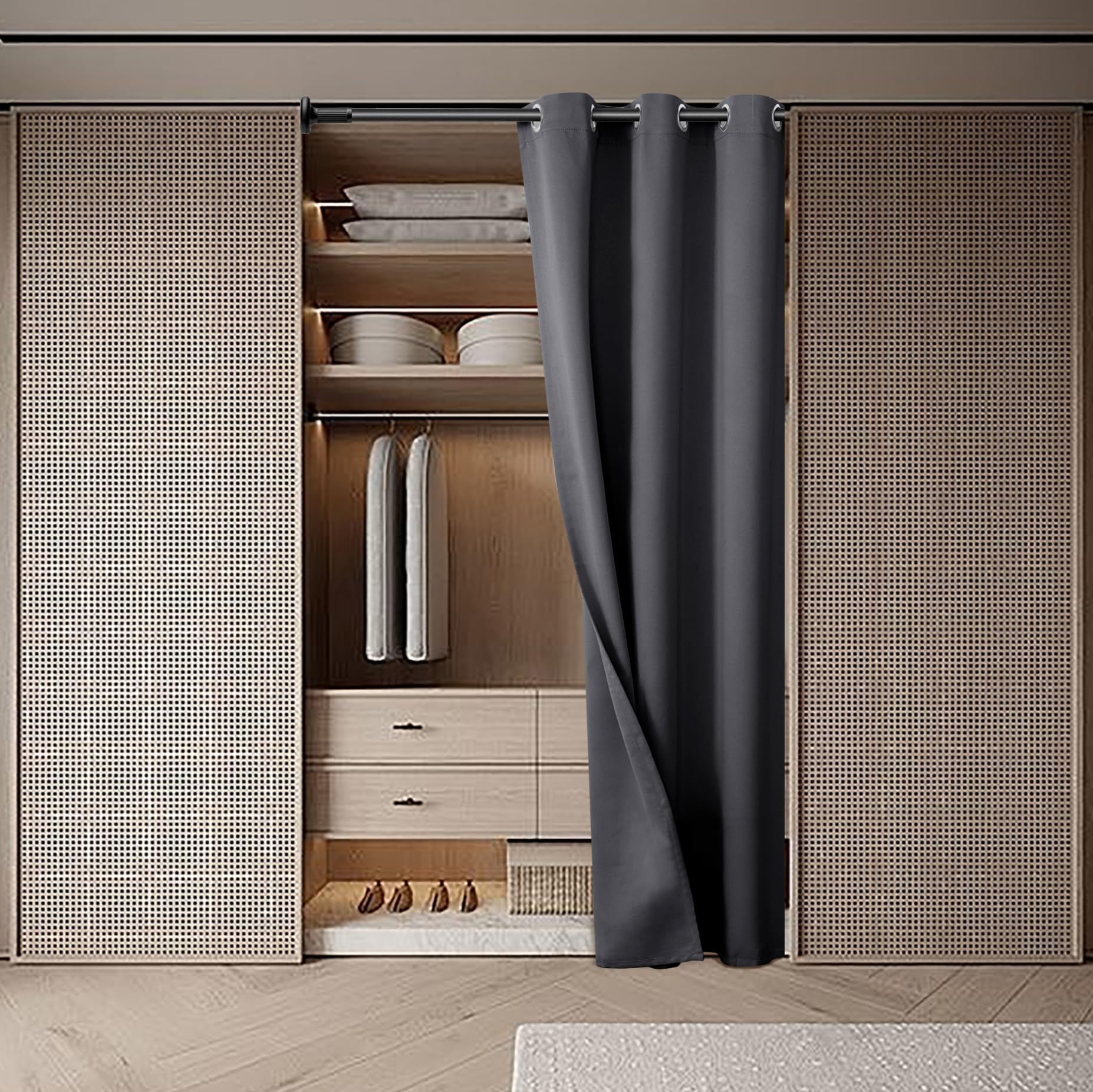 Bgment Dark Grey Door Curtain 80 Inch Length For Doorway, Bedroom Closet Curtain, Privacy Thermal Insulated Blackout Grommet Room Divider For Room Separation, 1 Panel, 42 Inch Wide
