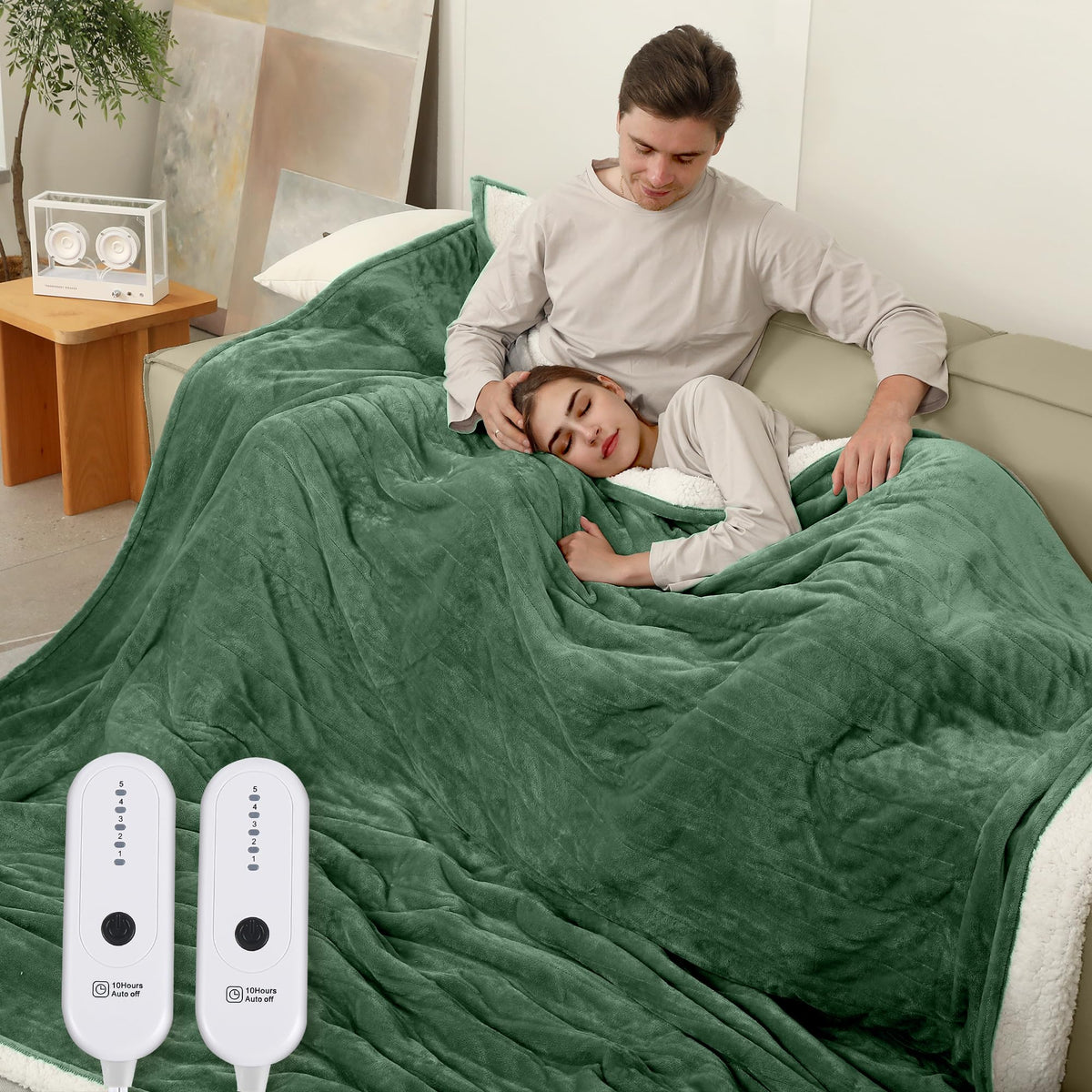 Estingo King Electric Blanket - 100''X90'' Electric Heated Blanket With 5 Heating Levels & 10 Hours Auto Off, King Size Heated B