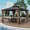 Tangkula 12X12 Ft Hardtop Gazebo, Patio Gazebo With Galvanized Steel Double Roof & Aluminum Frame, Permanent Pavilion Outdoor Ga