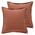 Patdrea Orange Decorative Throw Pillow Covers 22X22 Set Of 2, Farmhouse Linen Pillow Covers With Ruffles, Square Sturdy Throw Pi