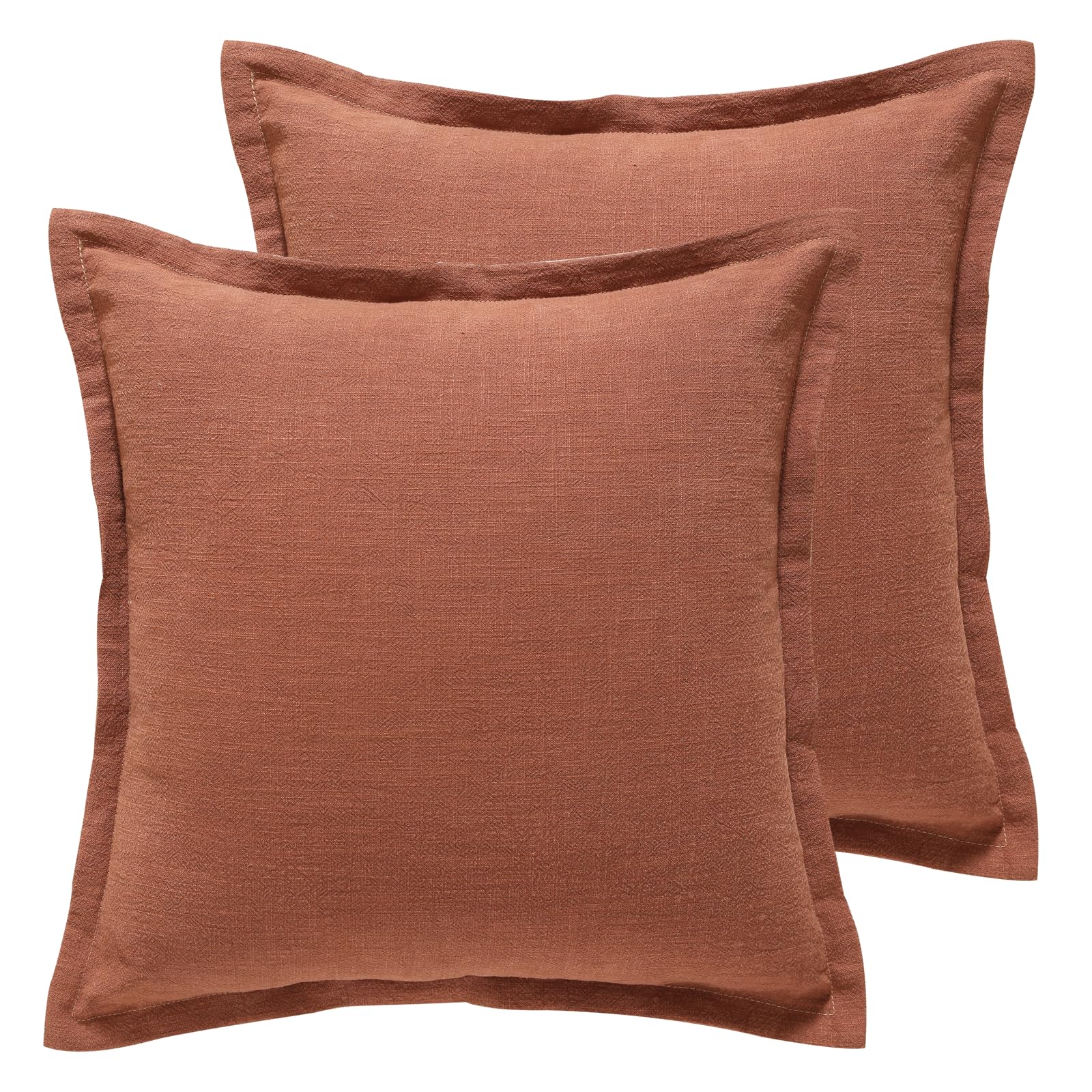 Patdrea Orange Decorative Throw Pillow Covers 22X22 Set Of 2, Farmhouse Linen Pillow Covers With Ruffles, Square Sturdy Throw Pi