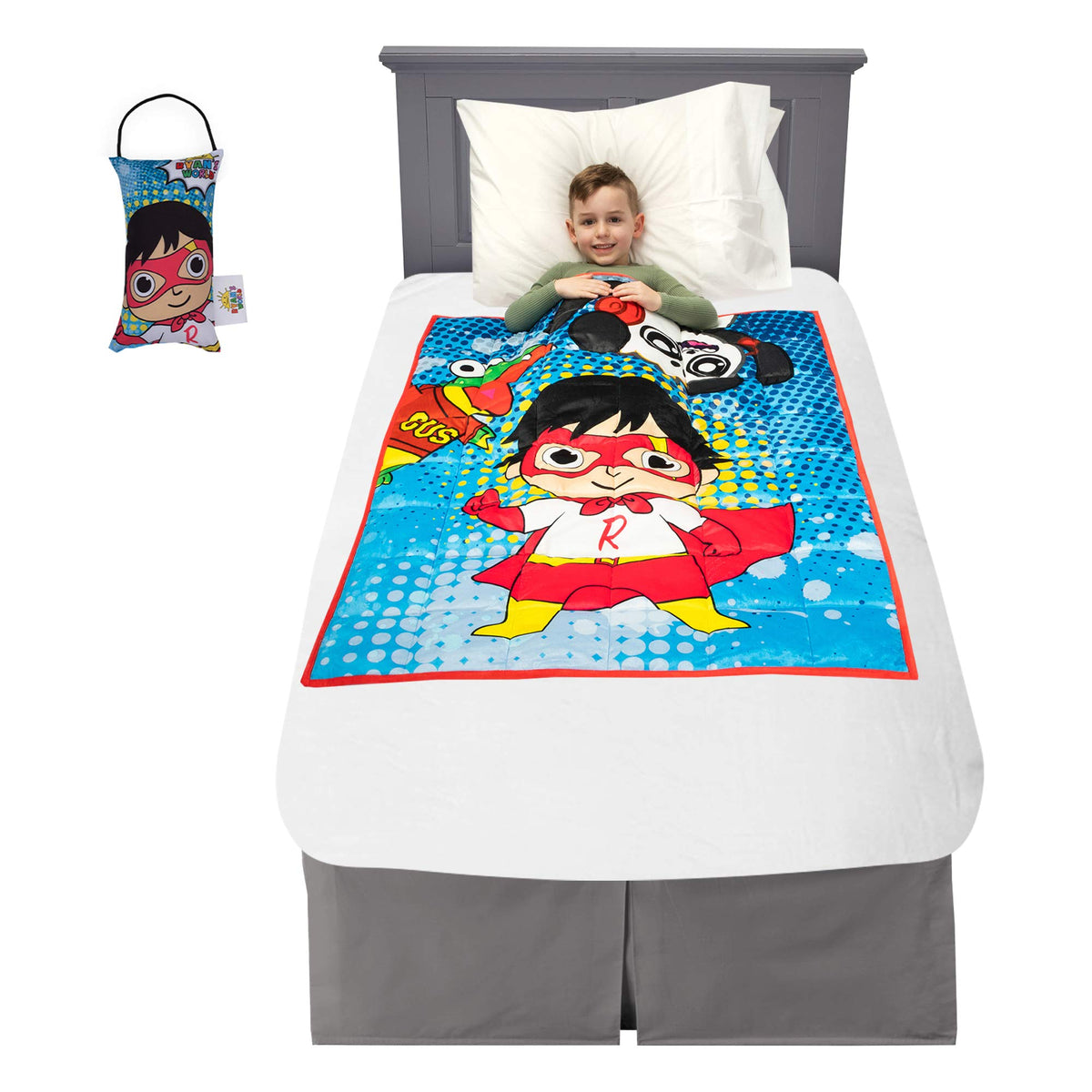 Franco Bedding Super Soft Plush Kids Weighted Blanket With Door Knob Pillow, 36 In X 48 In 4.5 Lb, Ryan'S World