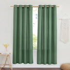 Nicetown Thick Linen Blend Flax Window Curtains, Grommet Vertical Drapes Privacy Added With Light Through Window Treatment For Bedroom/Living Room, Olive Green, W55 X L72, 2 Panels