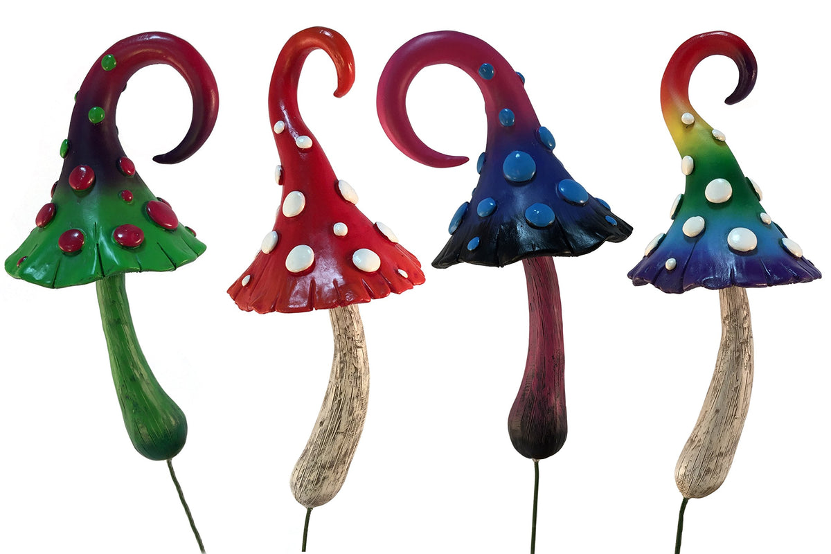Glitzglam Magical Miniature Mushroom Collection - 4 Fairy Garden Beautiful Miniature Mushrooms Included. A Gnome- Fairy Garden A