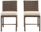 Crosley Furniture Bradenton 2-Piece Outdoor Chair Set, Wicker Dining Patio Chairs for Deck, Backyard, Weathered Brown with Sand Cushions