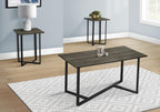 Monarch Specialties I 7975P Table Set, 3pcs Set, Coffee, End, Bronze Laminate, Black Metal, Contemporary