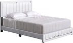 Boyd Sleep Beaumont Upholstered Platform Bed with Headboard, Mattress Foundation with Strong 14 Wood Slat Supports, No Box Spring Required, White Faux Leather, Size Queen