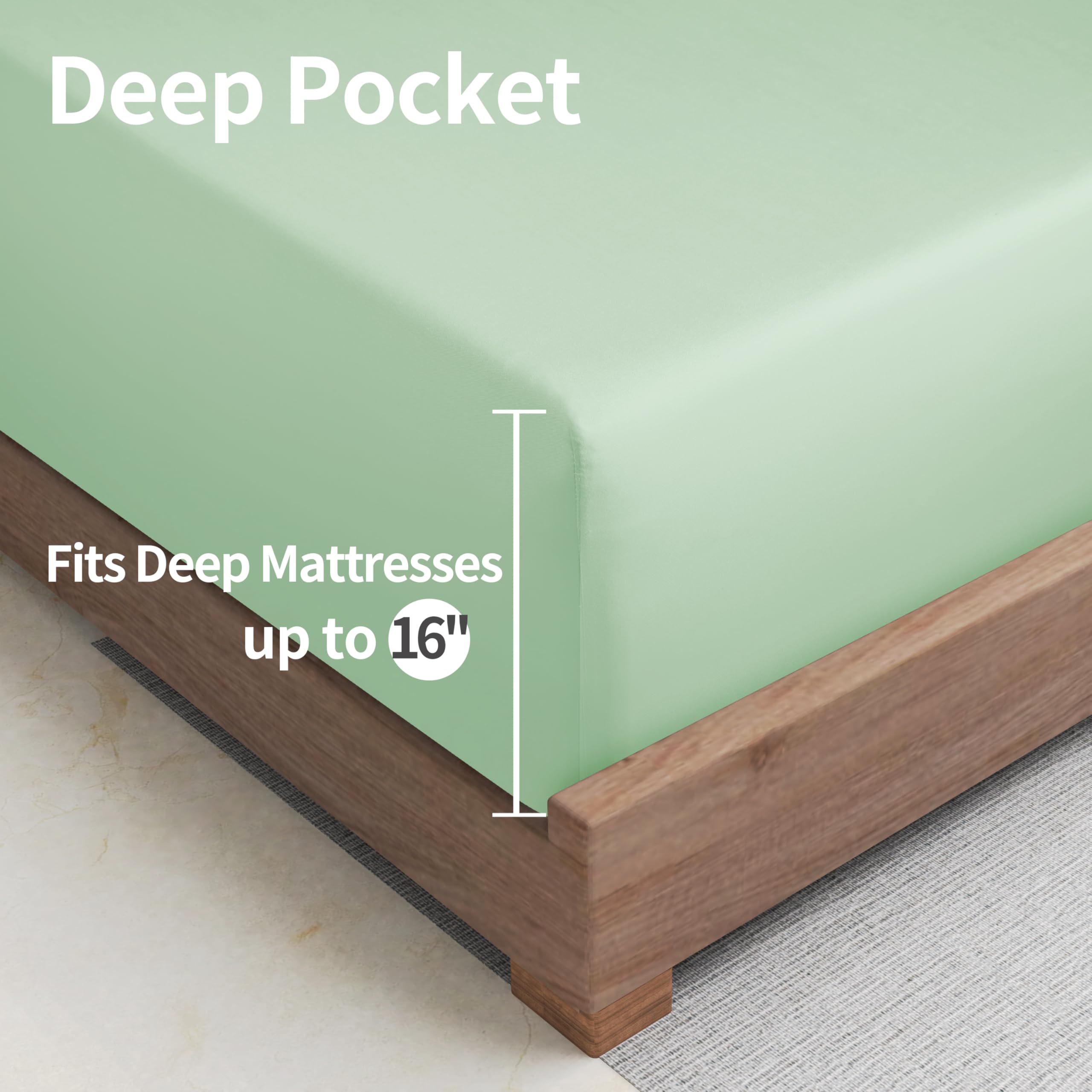 Bamboo Viscose Cooling Fitted Sheet Cal King Size Only, 400 Thread Count, 16'' Deep Pocket Cooling Bottom Sheets For Hot Sleeper