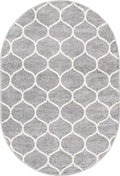 Unique Loom Trellis Frieze Collection Area Rug - Rounded (4 x 6 Oval, Light Gray/ Ivory)