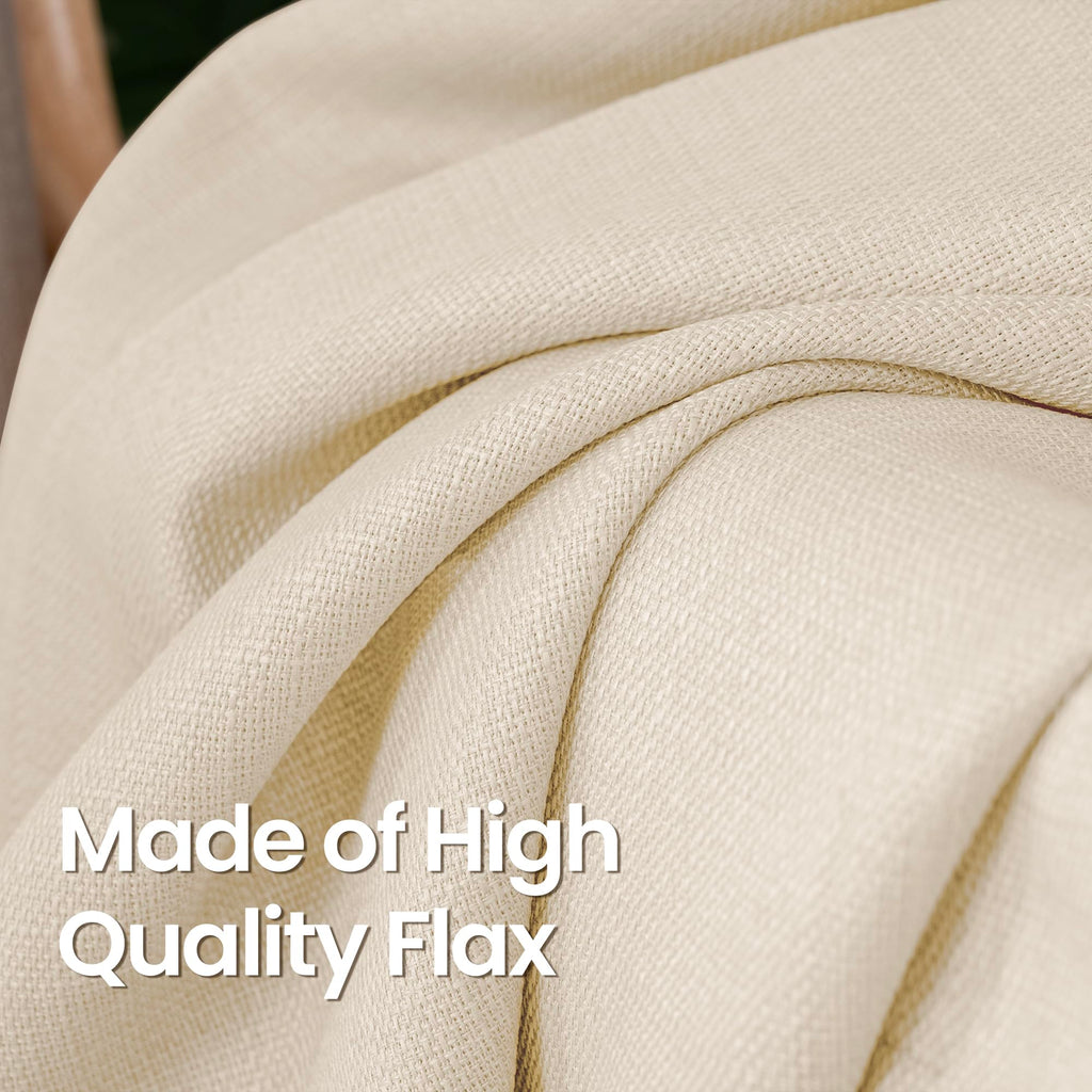 Bgment Natural Faux Linen Curtains For Bedroom, Grommet Thick Linen Semi Sheer Drapes Light Filtering Privacy Window Treatments Curtains For Living Room, Set Of 2 Panels, 52 X 120 Inch, Light Beige
