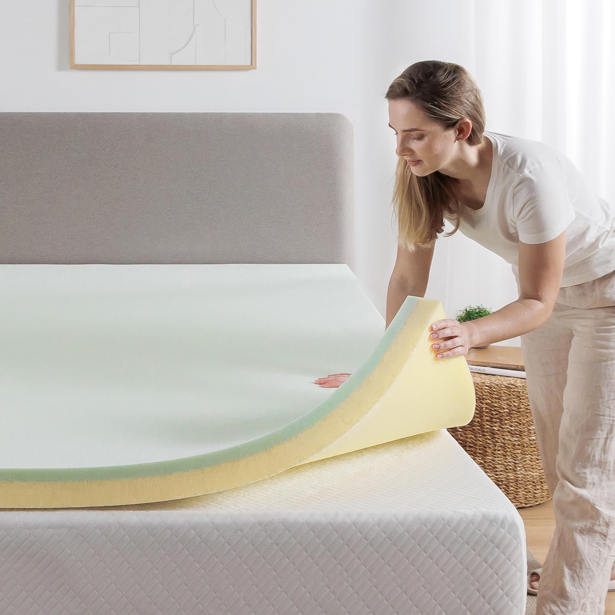 Zinus 4 Inch Green Tea Memory Foam Mattress Topper Pressure-Relieving CertiPUR-US Certified Twin