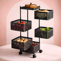Happy Murti Hm 6 Shelf Metal Multipurpose Kitchen Storage Rack With Wheels | Square Vegetable Fruits Organizer Trolley For Kitch