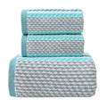 Pidada Bath Hand Towel Set of 3 Striped Pattern 100% Cotton Soft Absorbent Decorative Towels for Bathroom (Green)