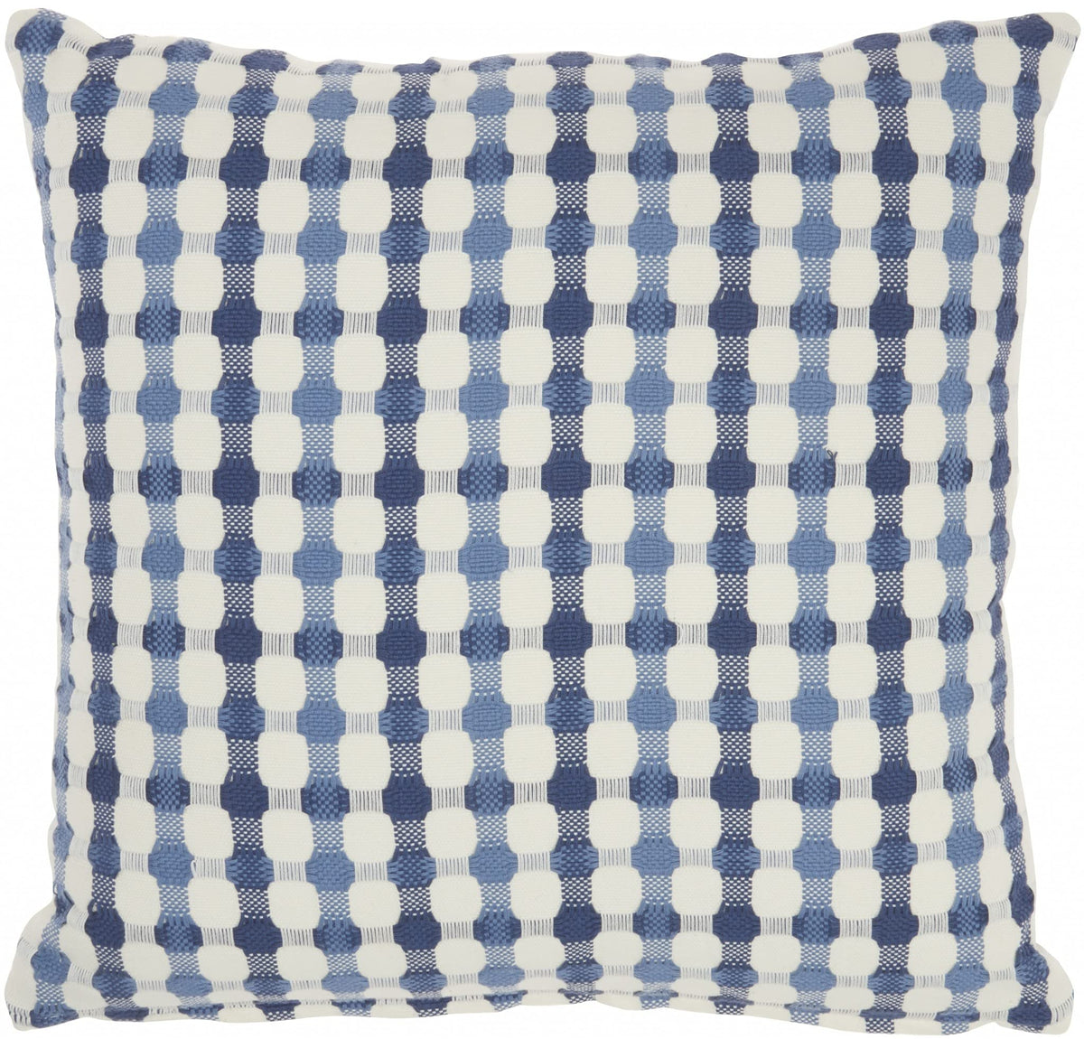 HomeRoots Cotton Blue and Ivory Gingham Pattern Throw Pillow