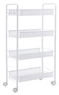 Jane Eyre Rolling Utility Storage Rack Cart On Wheels, Trolley Carft Cart, Multi-Purpose Organizer Shelf (White, 4 Tier)…