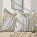 Zwjd Throw Pillow Covers 26X26 Set Of 2 Striped Pillow Covers With Fringe Chic Cotton Decorative Pillows Square Cushion Covers F