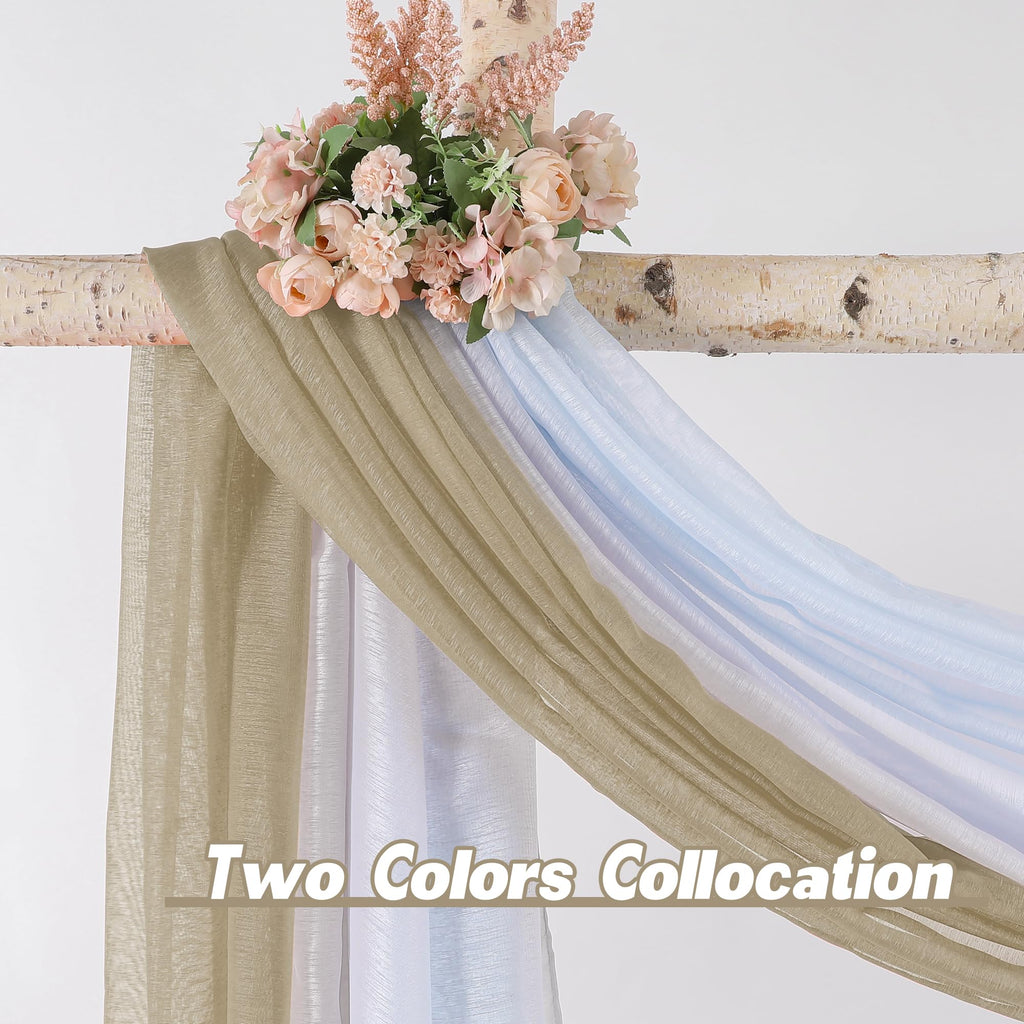 144 Inches Long Window Scarf For Party - Luxury Soft Tan Semi Sheer Curtain Scarf Valance For Wedding (1 Panel,Taupe)