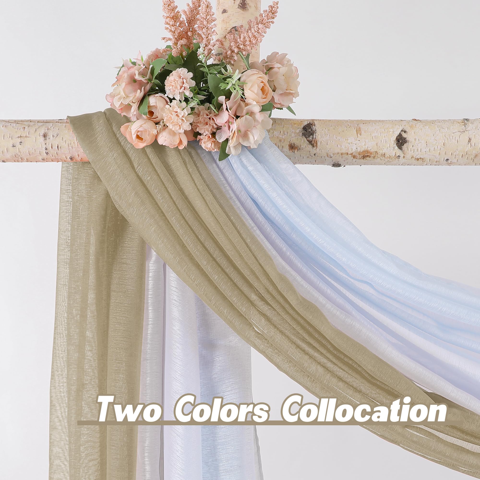 144 Inches Long Window Scarf For Party - Luxury Soft Tan Semi Sheer Curtain Scarf Valance For Wedding (1 Panel,Taupe)