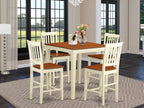East West Furniture VERN5-WHI-W 5 Piece Kitchen Counter Set Includes a Square Dining Table and 4 Dining Room Chairs, 36x36 Inch, Buttermilk & Cherry