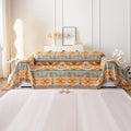Vclife Boho Couch Covers Breathable Pet-Friendly Cotton Linen Sofa Covers Modern Sage Green Caramel Beige Triangle Stripe Jacqua