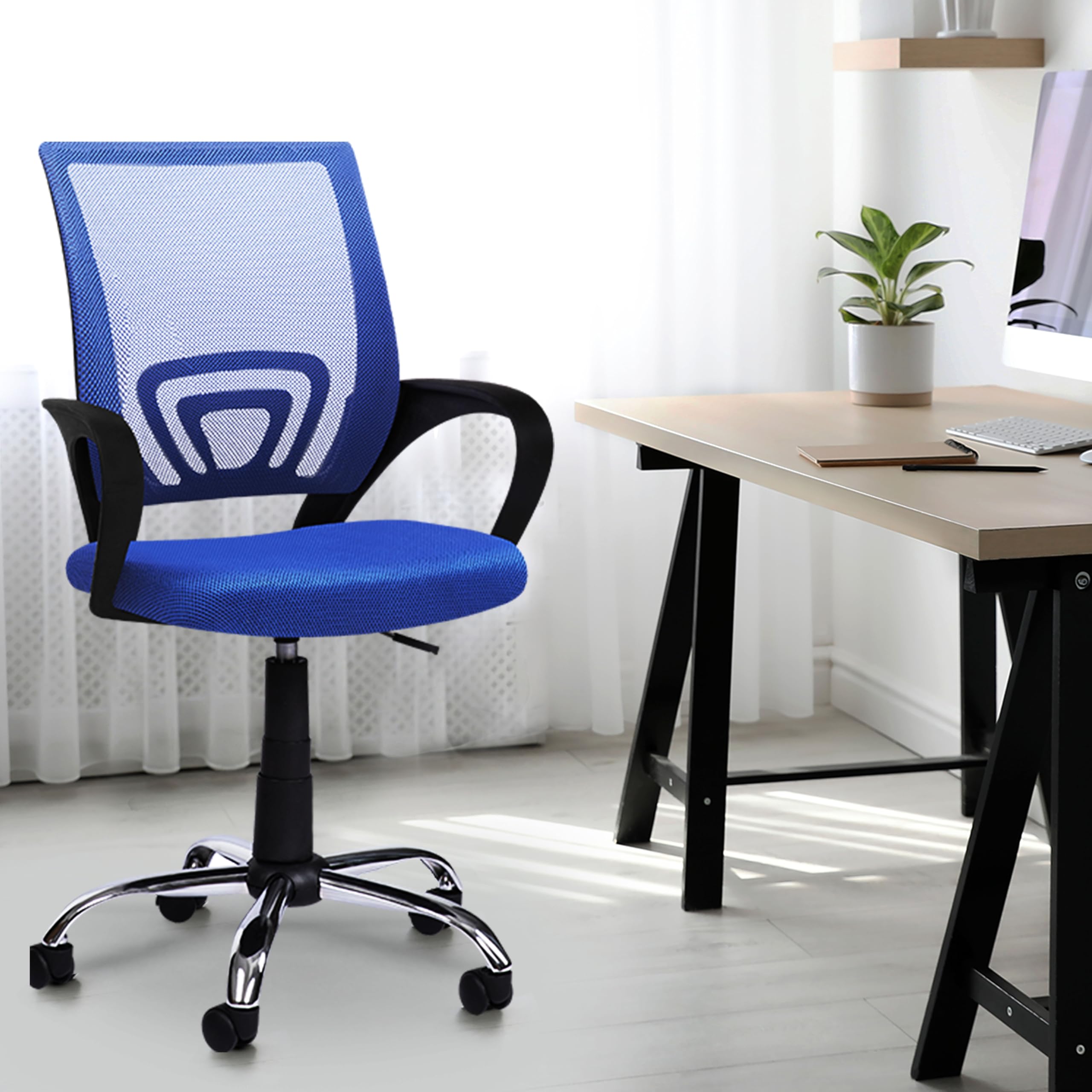 Ergonomic Pu Leather Office Desk Chair With Adjustable Lumbar Support Comfortable Swivel Computer Chair Rolling Task For Home Of