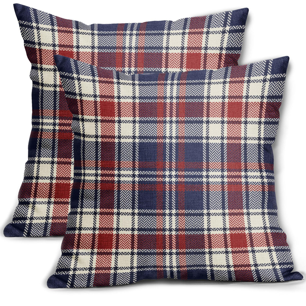 4Th Of July Patriotic Blue Red Plaid Pillow Covers 20X20 Set Of 2 Fourth July Independence Print Decorative Outdoor Pillowcases