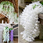 Fake White Wisteria, 5 Pack White Flower Vines, White Wisteria Hanging Flowers, 3.77 Feet White Artificial Wisteria Flowers, Whi