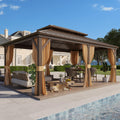 Yoleny 12' X 18' Hardtop Gazebo, Metal Gazebo With Aluminum Frame, Double Galvanized Steel Roof, Curtains And Netting Included,