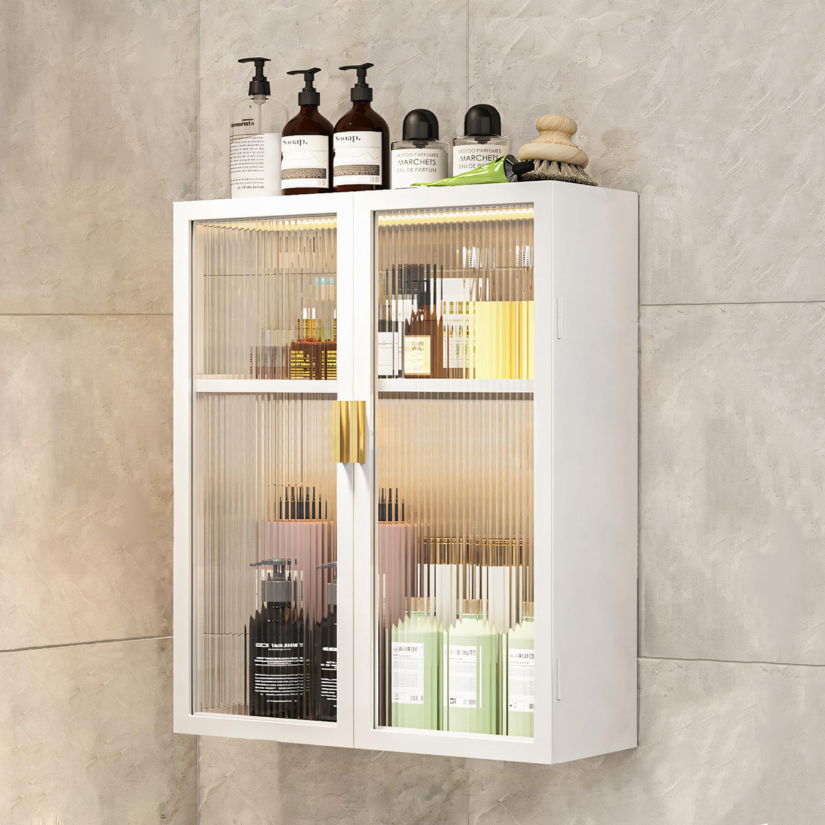 MIORAH Bathroom Storage Cabinet | Bathroom Accessories Set, Washroom Organiser Cabinet | 2 Layer, Space Saving Carbon Steel Shel