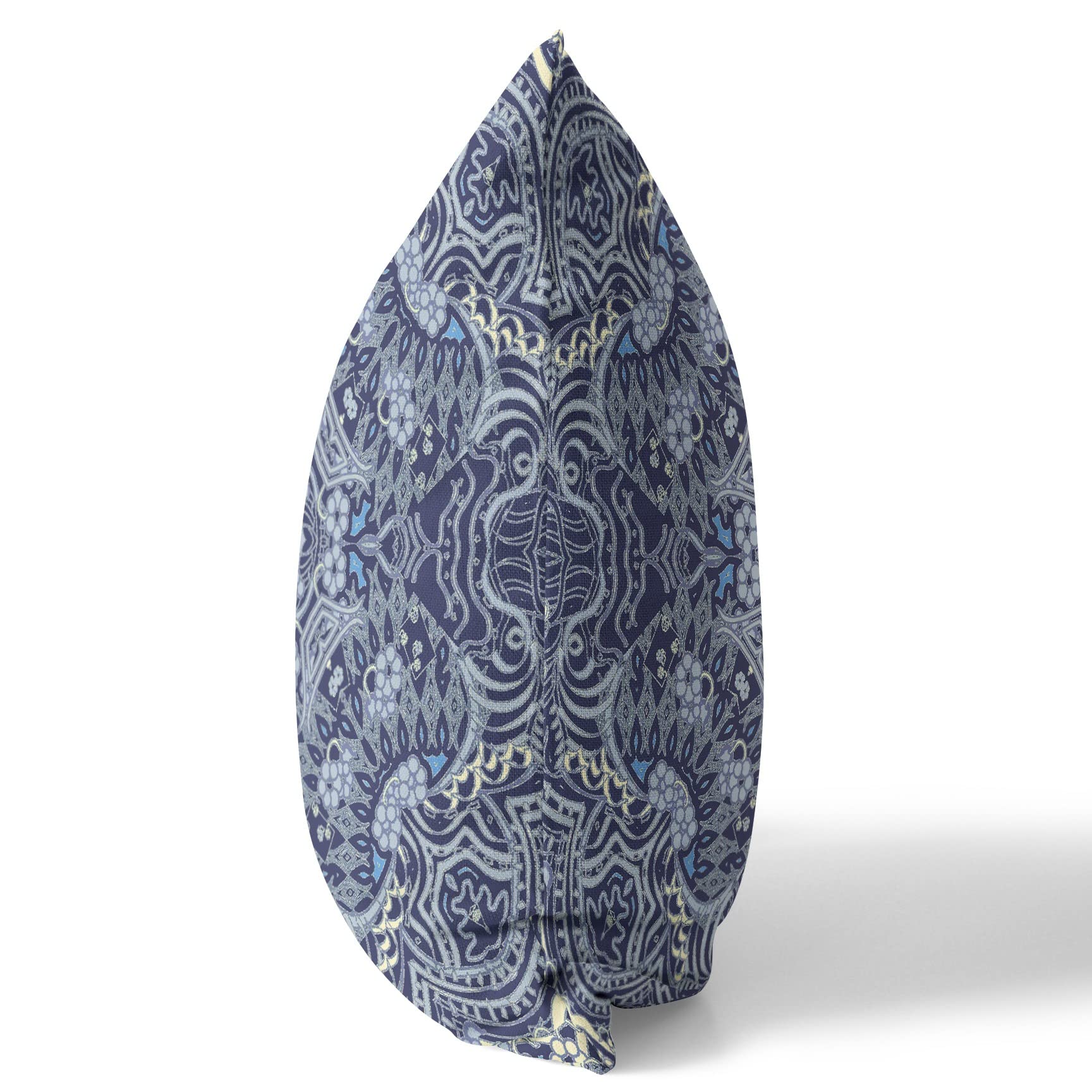 HomeRoots 16â€ Indigo Boho Ornate Suede Throw Pillow
