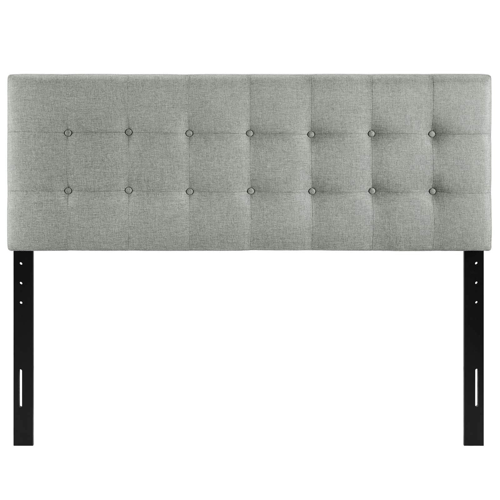 Modway Emily Tufted Button Linen Fabric Upholstered King Headboard in Gray