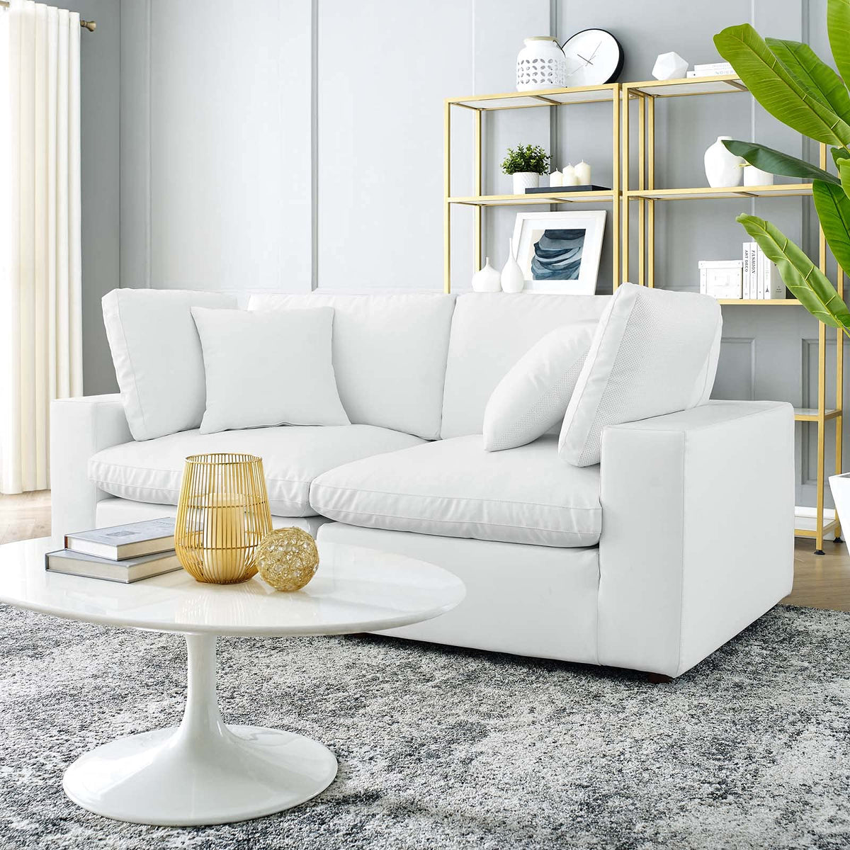 Modway Commix Modular Sofa, Loveseat, White Vegan Leather