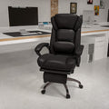 Flash Furniture Martin High Back Black Leathersoft Executive Reclining Ergonomic Swivel Office Chair With Outer Lumbar Cushion And Arms