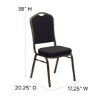 Flash Furniture HERCULES Series Crown Back Stacking Banquet Chair in Black Patterned Fabric - Gold Vein Frame