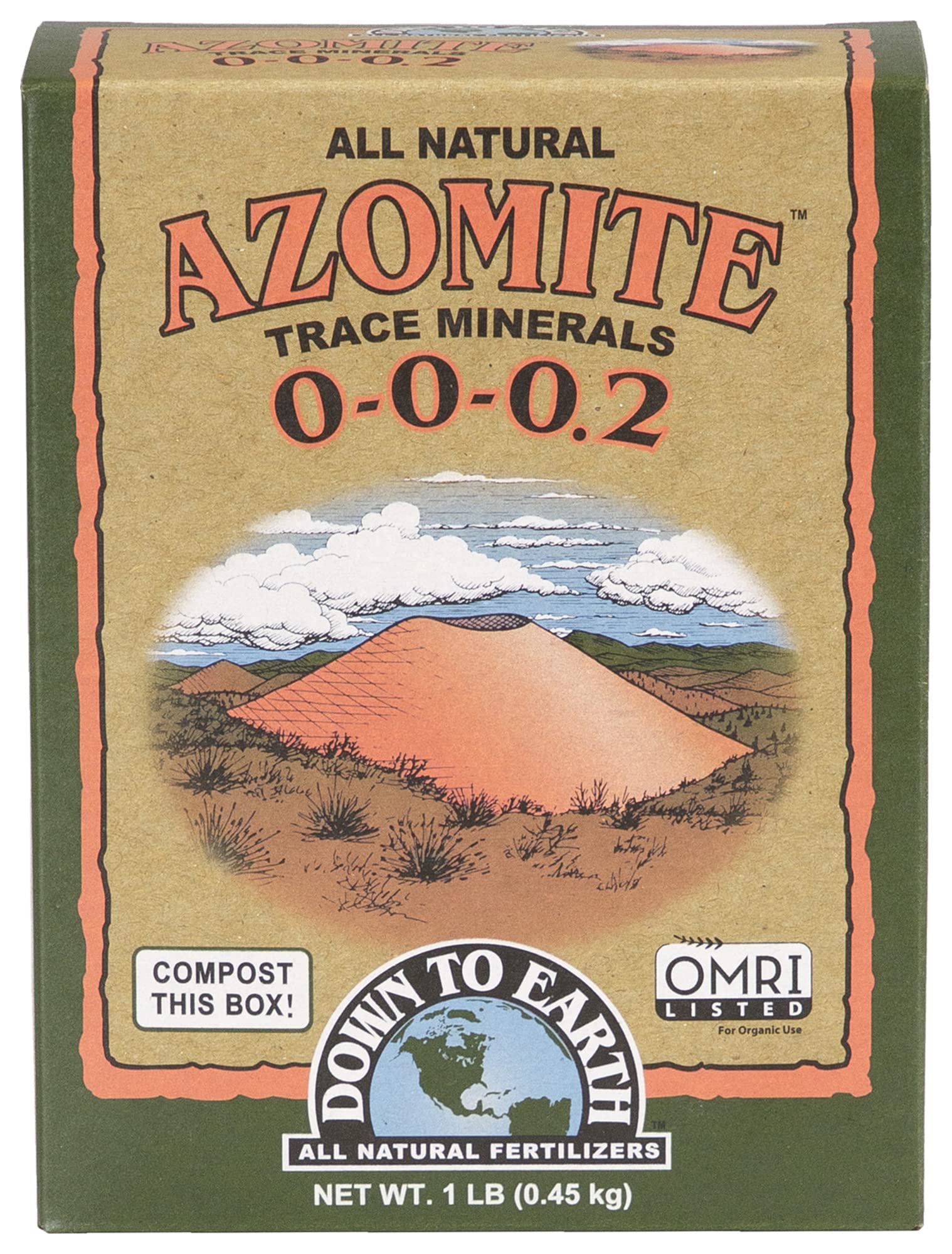 Down To Earth Organic White Azomite Powder For Improving Plant Growth 0-0-0.2, 1 Lb