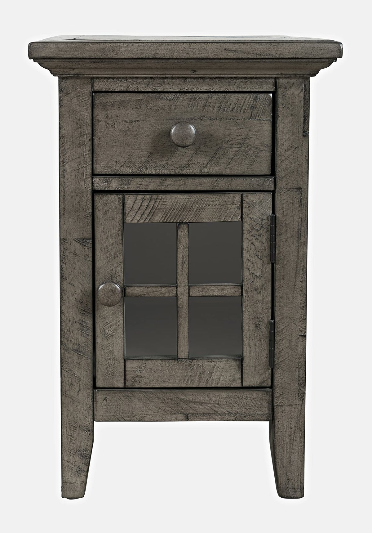 Jofran Inc. Rustic Shores Farmhouse USB Charging End Table with Storage, Stone