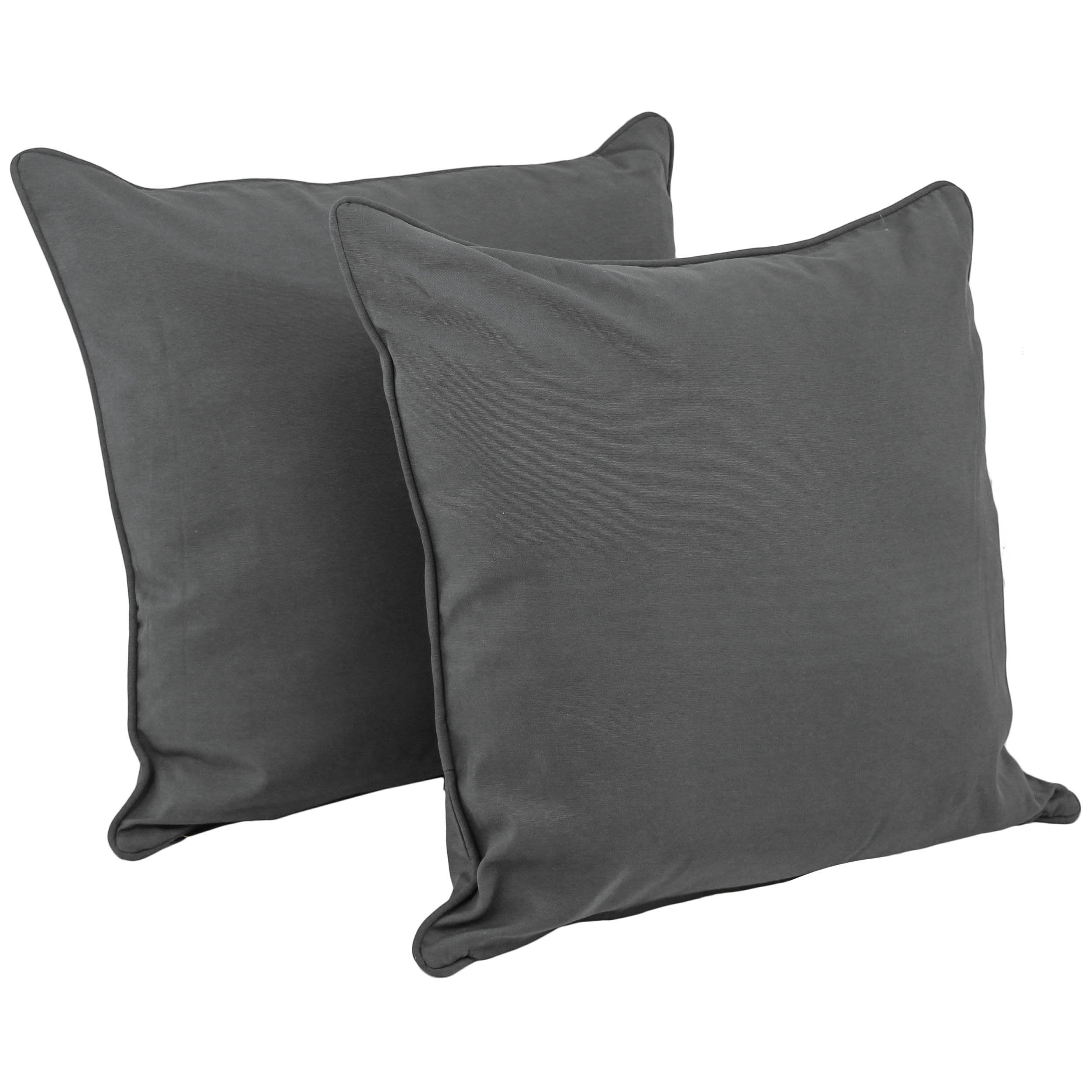 Blazing Needles Corded Twill Floor Pillows (Set of 2), 25&quot;, Steel Grey