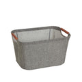 Household Essentials 623 Small Tapered SoftSide Storage Bin with Wood Handles, Gray, Grey