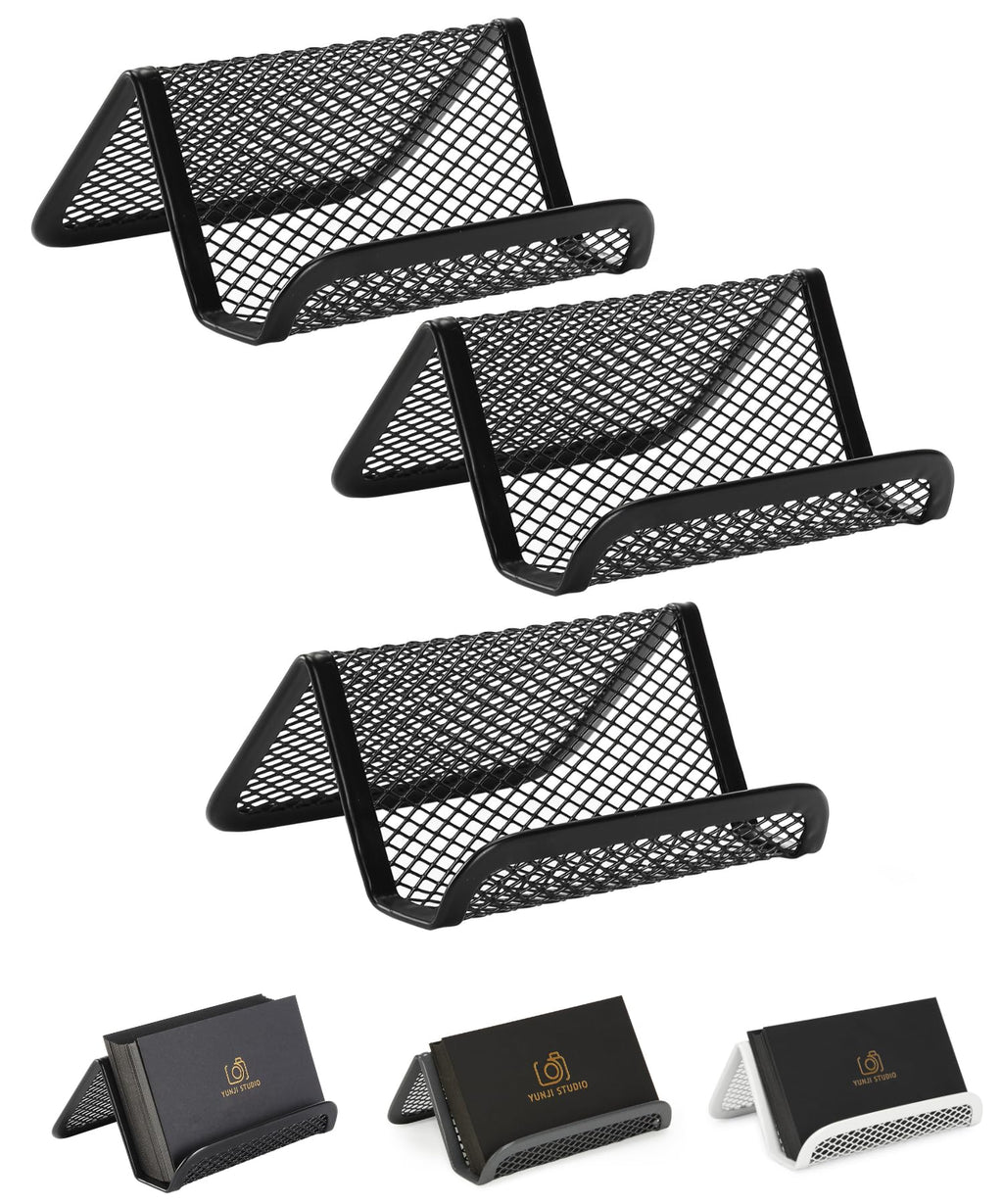 Mr. Pen- Metal Mesh Card Holder, 3 Pack, Black, Card Holder For Desk Business Cards, Desk Card Holder, Business Card Stand, Busi
