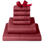 Mellanni King Sheet Set - 6-Piece Iconic Collection Bedding, (Including 4 Pillowcases), 16-Inch Deep Pocket, Easy Care, Extra Soft, Cooling Sheets, Brushed Microfiber - Brick Red