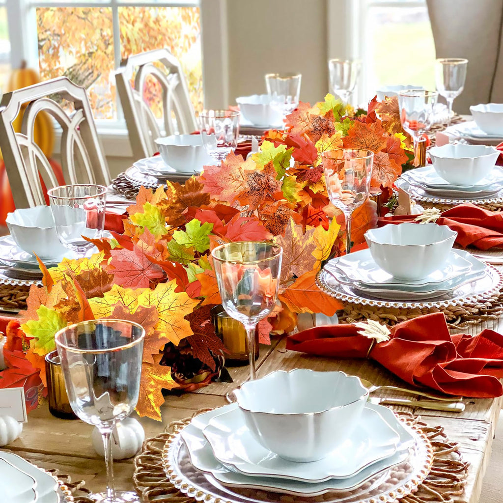6 Pack Fall Decor For Home Fall Leaves Garland Thanksgiving Decorations Indoor Outdoor 5.8Ft/Piece Artificial Maple Leaf Garland