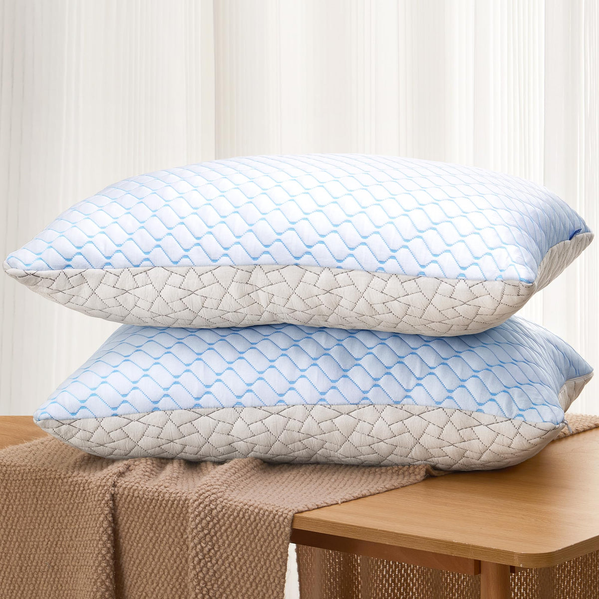 Puredown King Size Pillows Set Of 2, Shredded Memory Foam Pillows, Cooling Pillows King 2 Pack, Foam Pillow For Sleeping, Adjust